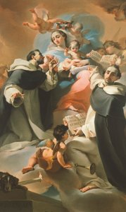 Nossa Senhora do Rosário com Criança, São Domingos e São Vicente Ferrer, cerca de 1773, de Ubaldo Gandolfi (1728-1781)