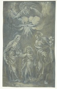 A Sagrada Família andando sob Deus Pai e o Espírito Santo de Ubekendt