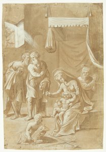 Maria com o menino Jesus, João Batista, Isabel, José e Zacarias de Ubekendt