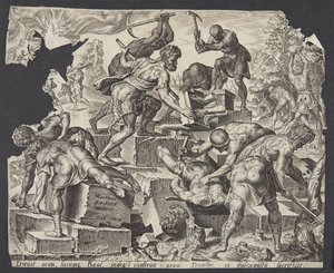 Gideão e seus homens destruindo o altar de Baal
