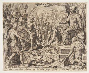 Gideon recebendo uma parte dos despojos de Ubekendt efter Maarten van Heemskerck