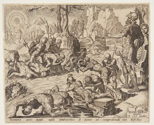 Gideon observando a forma como os soldados bebem de Ubekendt efter Maarten van Heemskerck