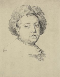 Retrato de cabeça e ombro de um homem com um gorro de pele de Ubekendt engelsk 1. halvdel af 1700 tallet