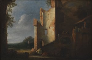 Paisagem com ruínas de Ubekendt hollandsk 1600 tallet