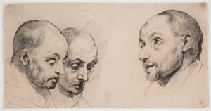 Três cabeças masculinas de Ubekendt kopist efter Anthony van Dyck