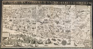 Nova carte des lants de promessas e a cidade santa de Jerusalém. de Ubekendt nederlandsk aktiv midten af 1600 tallet