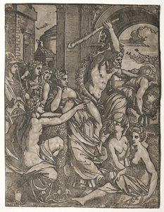 Hércules dirigindo inveja do Templo das Musas, 1522-24. de Ugo da Carpi