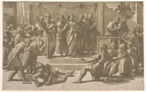 A morte de Ananias, cercada por apóstolos, 1518.