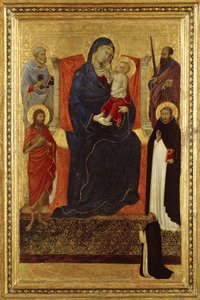 A Virgem e o Menino entronizaram-se com os santos Pedro, Paulo, João Batista, Dominic e um doador, 1325-35