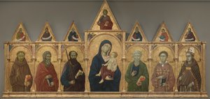 Virgem e Criança com Santos Francisco, André, Paulo, Pedro, Estevão e Luís de Toulouse, c.1317-21