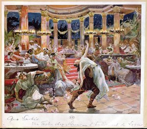 Um banquete no palácio de Nero, ilustração de &39;Quo Vadis&39; por Henryk Sienkiewicz (1846-1916), c.1910