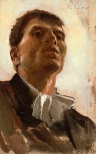 Cabeça de um homem jovem (óleo sobre tela)