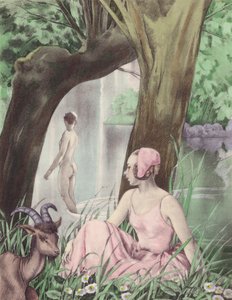 Ilustração de Brunelleschi para Contes et Nouvelles de La Fontaine (litografia a cores) de Umberto (after) Brunelleschi