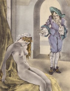 Ilustração de Brunelleschi para Contes et Nouvelles de La Fontaine (litografia a cores) de Umberto (after) Brunelleschi
