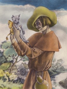 Ilustração de Brunelleschi para Contes et Nouvelles de La Fontaine (litografia a cores) de Umberto (after) Brunelleschi