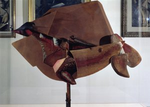 Dinamismo de um cavalo em movimento e casas (mídia mista)