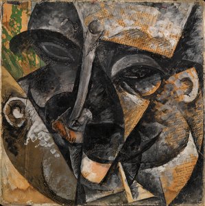 Dinamismo de uma cabeça de homem ou Composição de uma cabeça de mulher ou Decomposição de uma cabeça humana ou Linhas forçam a cabeça de um homem (Dinamismo di una testa di uomo), de Umberto Boccioni de Umberto Boccioni