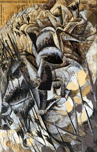 Itália, Milão, pintando A Carga dos Lanceiros de Umberto Boccioni