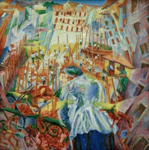 A estrada entra na casa de Umberto Boccioni