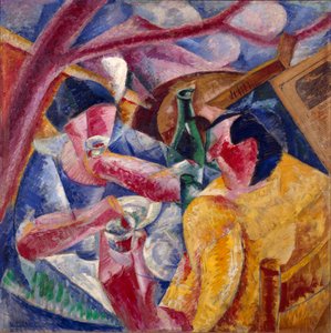 Sob a pérgola, Pintura de Nápoles por Umberto Boccioni (1882-1916) 1914. Óleo e colagem sobre tela. Dim. 83x83 cm Milão, Museu de Novecento de Umberto Boccioni