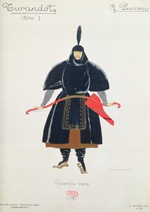 Figurino para os Guardas Negros de Turandot por Giacomo Puccini de Umberto Brunelleschi