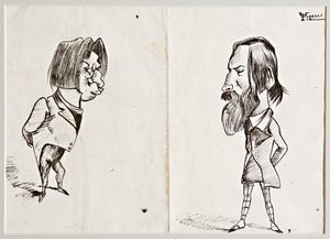 Caricaturas (tinta da china sobre papel) de Umberto Tirelli