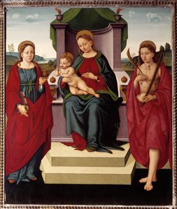 Madona no trono entre Santa Madalena e Sebastião (óleo sobre tela