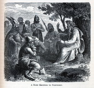Um bardo recitando para homens do norte, 1882 de Unbekannt