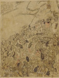 Uma batalha às margens de um rio, final do século XVII. de Unbekannt