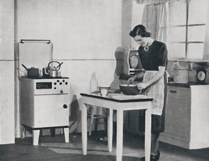 Uma cozinha britânica equipada com um fogão a gás, 1942. de Unbekannt