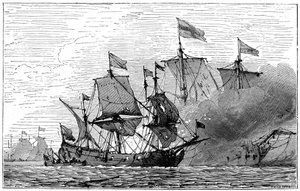 Um navio de fogo francês brûlot, século XVIII, 1898 de Unbekannt