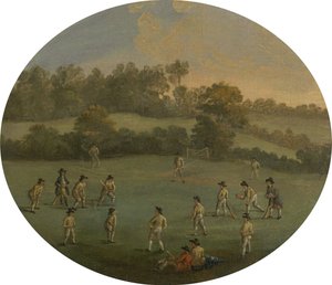 Um jogo de críquete O Royal Academy Club em Marylebone Fields, agora Regent