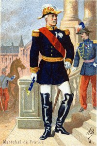 R: Marechal da França. Gravura em "Alfabeto Militar" . Iniciais do Ilustrador: A. D. Editora desconhecida. Cromolitógrafos do final do século XIX. Dim: 10,5x7cm . de Unbekannt