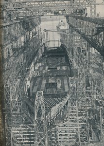 Um ninho de aço. Revestimento Cunard White Star Georgic em construção, 1927-1929, 1936 de Unbekannt