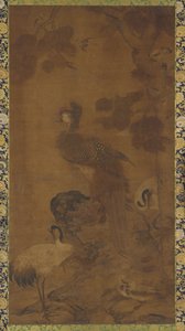 Uma Phoenix e dois guindastes sob uma árvore, dinastia Ming, século XVI-XVII. de Unbekannt