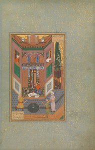 Um rufião poupa a vida de um homem pobre, fólio 4v de um Mantiq al-tair Linguagem dos pássaros, c16 de Unbekannt