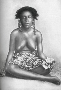 Uma mulher da Ilha Salomão em traje nativo, 1902 de Unbekannt