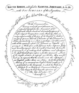 Um fac-símile da placa na primeira edição de Boswells Life of Johnson, 1907 de Unbekannt