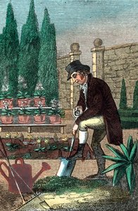 Um jardineiro cavando com uma pá, 1821 de Unbekannt