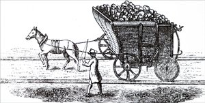 Um cavalo a desenhar uma carroça de brasas de Unbekannt
