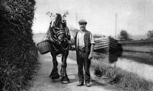 Um cavalo puxando uma barcaça de canal, 1926-1927 de Unbekannt