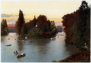 Um lago no Bois de Boulogne, Paris, c1900 de Unbekannt
