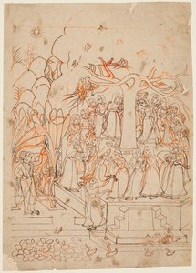 Uma folha de uma série Baramasa: o mês Jyestha de maio a junho, Krishna assiste as Gopis ..., c. 1760 de Unbekannt