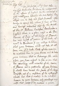 Carta de Oliver Cromwell ao cardeal Mazarin, 4 de dezembro de 1657, 1899 de Unbekannt