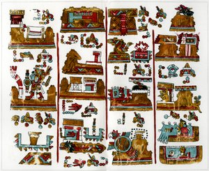 Uma página do manuscrito de Viena de origem zapoteca, 1901 de Unbekannt