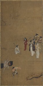 Uma festa de piquenique: músicos e atendentes, período Edo, início do século XVII. de Unbekannt