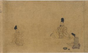 Um concurso de composição de poemas entre vários artesãos, período Nanbokucho, 1333-1392. de Unbekannt