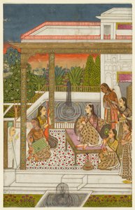 Uma princesa com atendentes no terraço, c. 1720-1730. de Unbekannt
