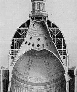 Um desenho em corte da cúpula de Sir Christopher Wrens, c1934 de Unbekannt