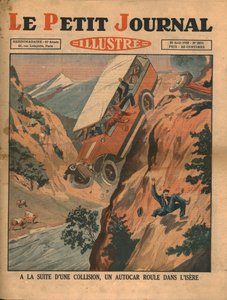Um veículo cai no rio Isere após um acidente, 1930. de Unbekannt